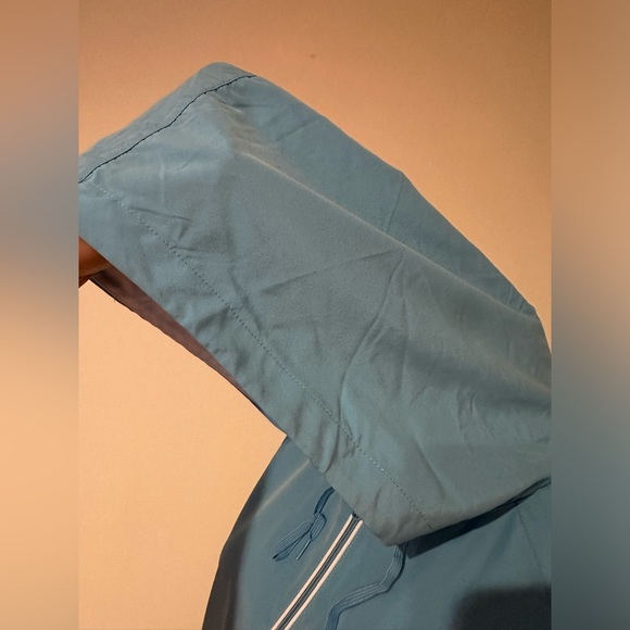 Reebok Blue Softshell Windbreaker 1/4 Zip Hoodie Jacket White Side Panels Sz M - Picture 7 of 15